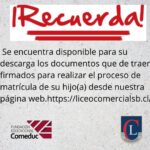 Documentos para el Proceso de Matrícula